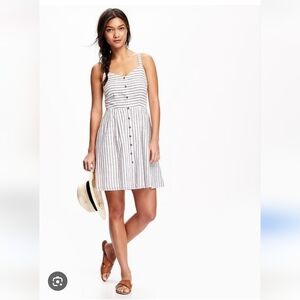 ON Fit & Flare Pinestripe Dress Small